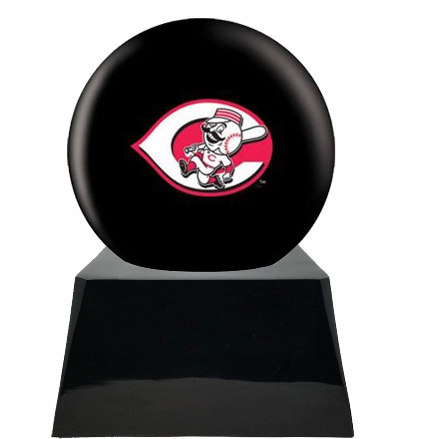 Baseball Cremation Urn with Optional Cincinnati Reds Ball Decor and Custom Metal Plaque