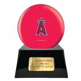 Baseball Cremation Urn with Optional Los Angeles Angels Of Anaheim Ball Decor and Custom Metal Plaque