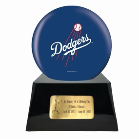 Baseball Cremation Urn with Optional Los Angeles Dodgers Ball Decor and Custom Metal Plaque