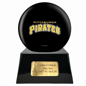 Baseball Cremation Urn with Optional Pittsburgh Pirates Ball Decor and Custom Metal Plaque