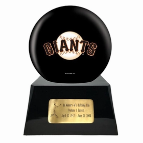 Baseball Cremation Urn with Optional San Francisco Giants Ball Decor and Custom Metal Plaque