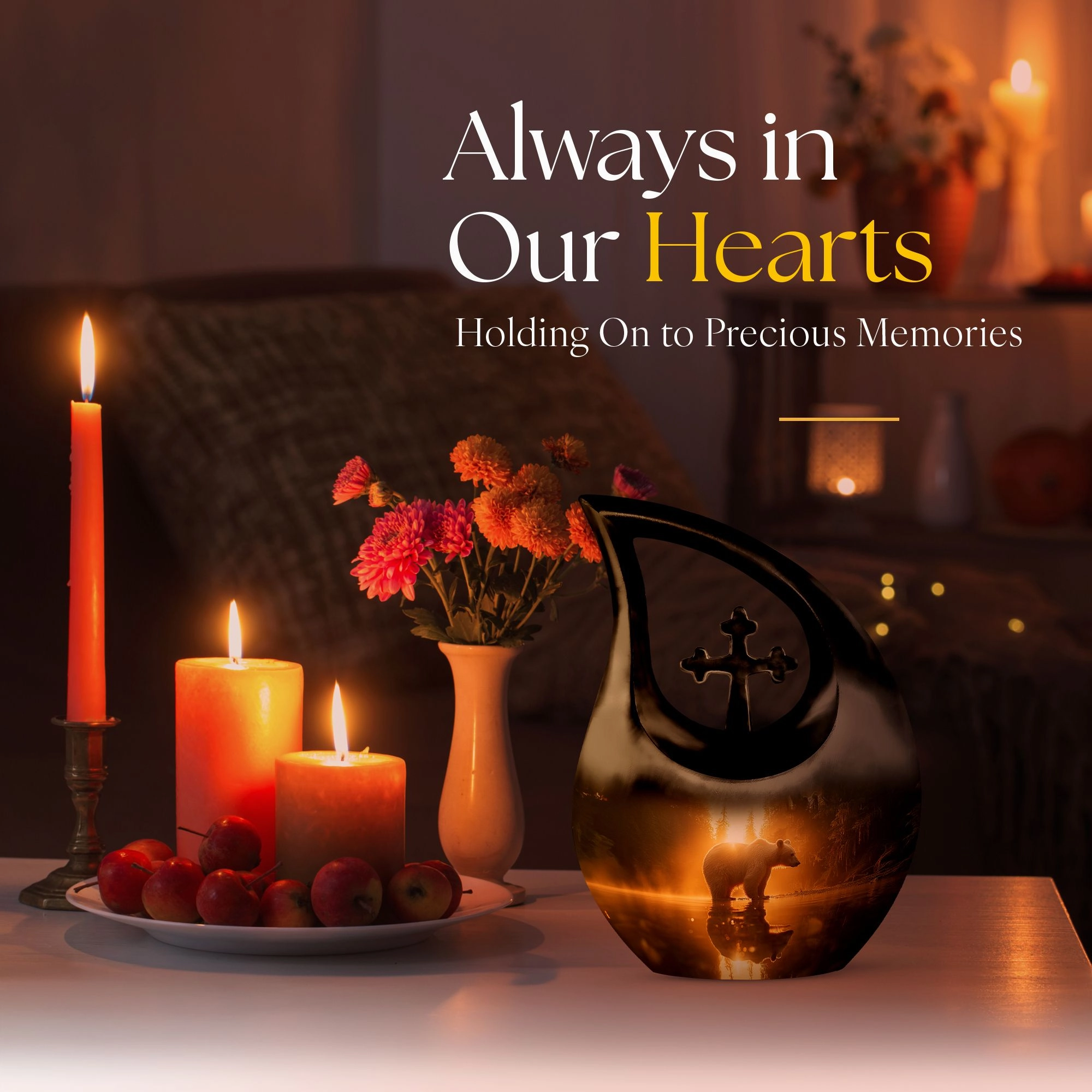 Bear Themed Memorial Urn for Man's Last Respect