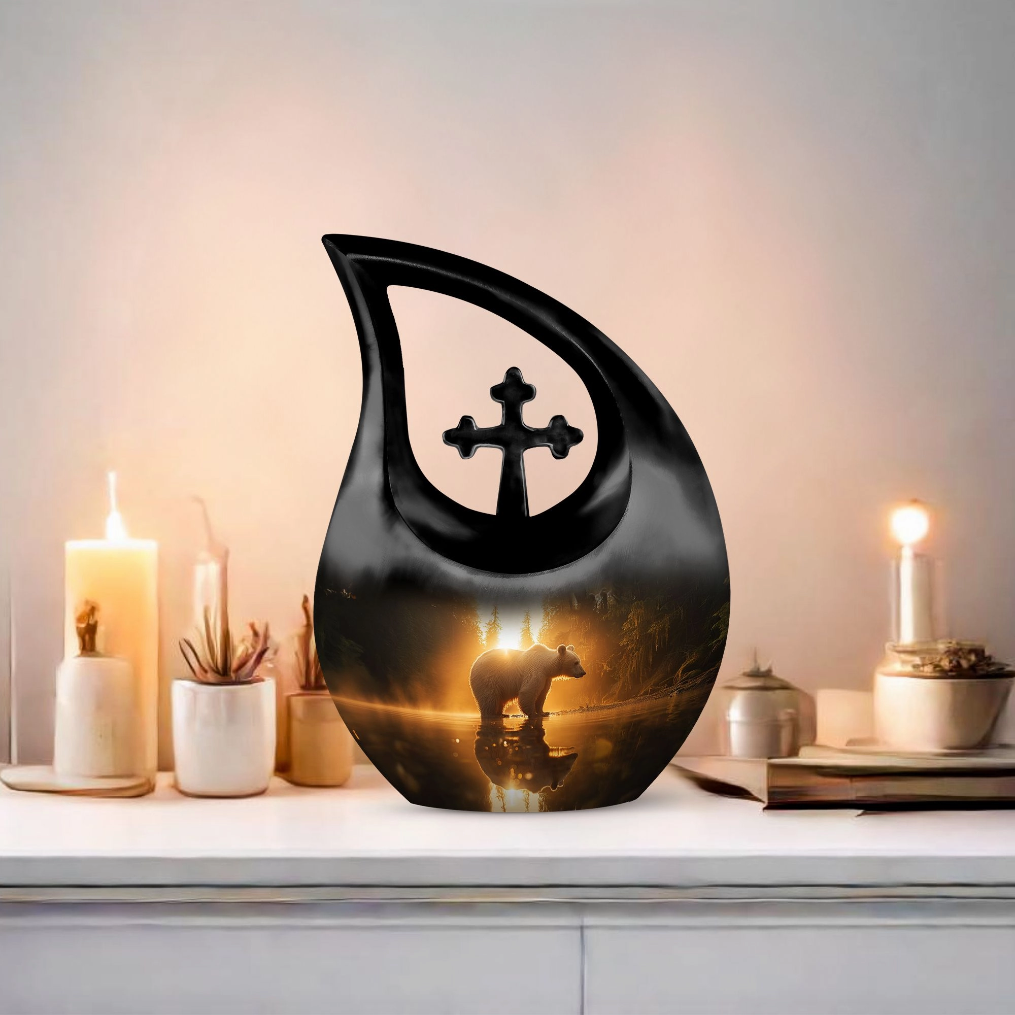Bear Themed Memorial Urn for Man's Last Respect