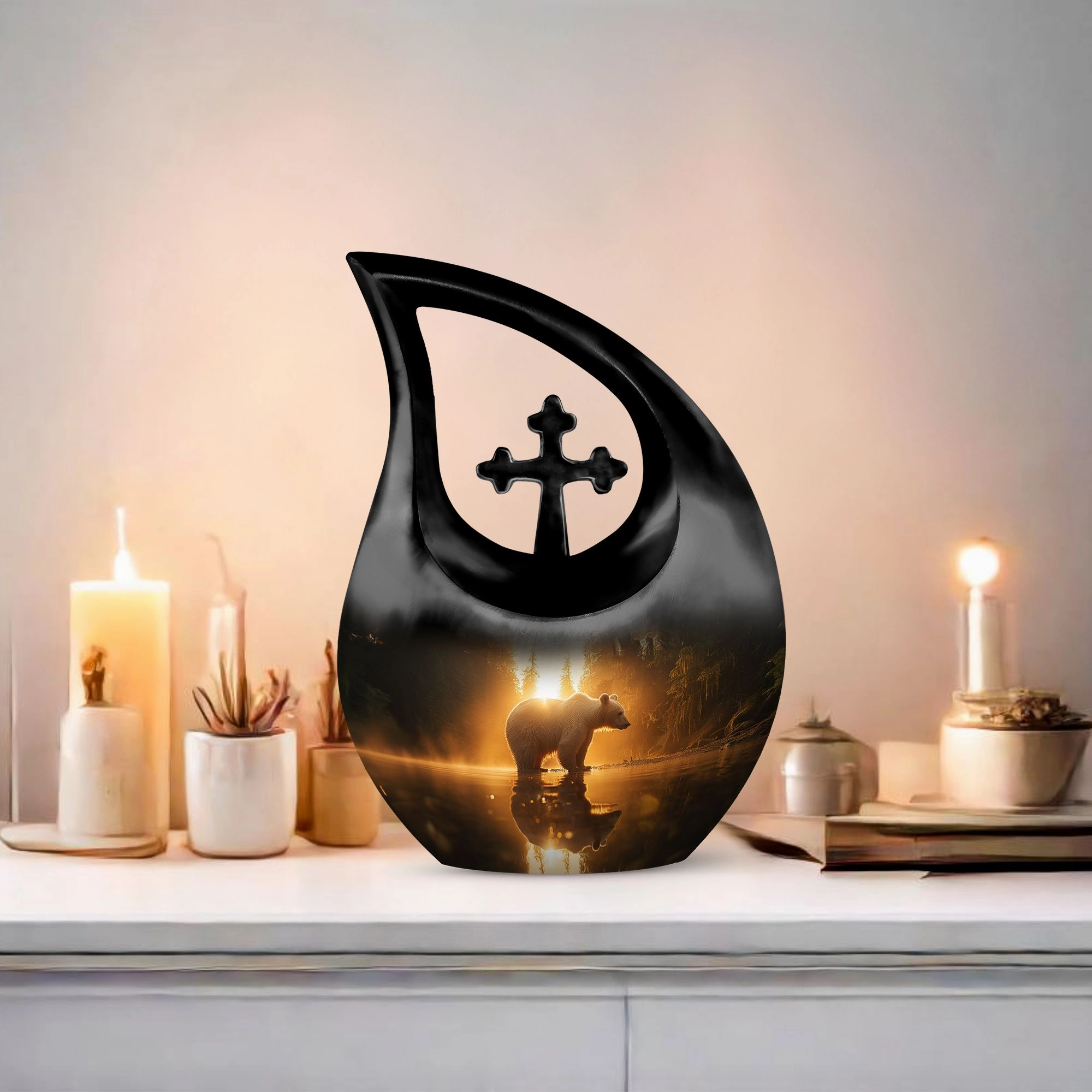 Bear Themed Memorial Urn for Man's Last Respect