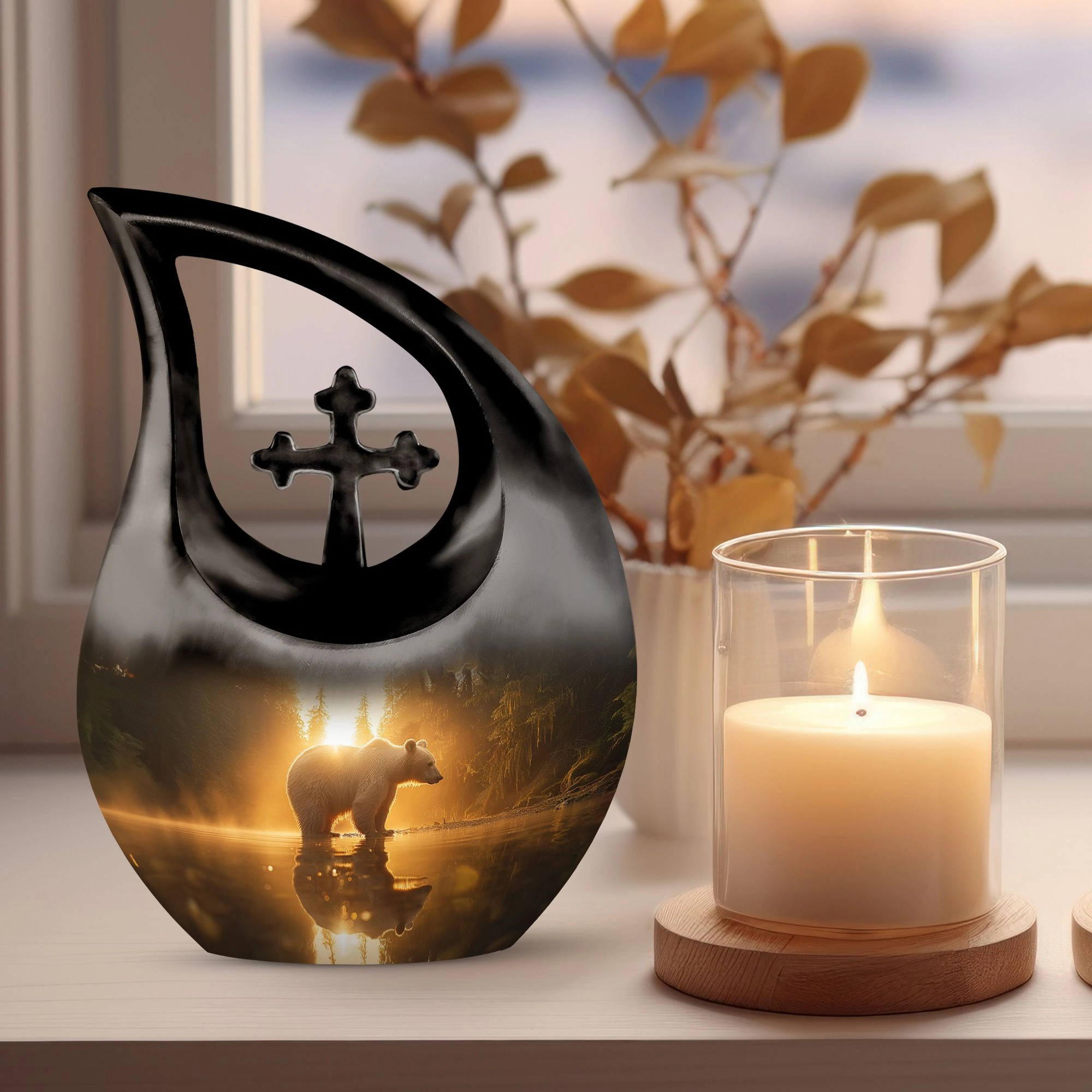 Bear Themed Memorial Urn for Man's Last Respect