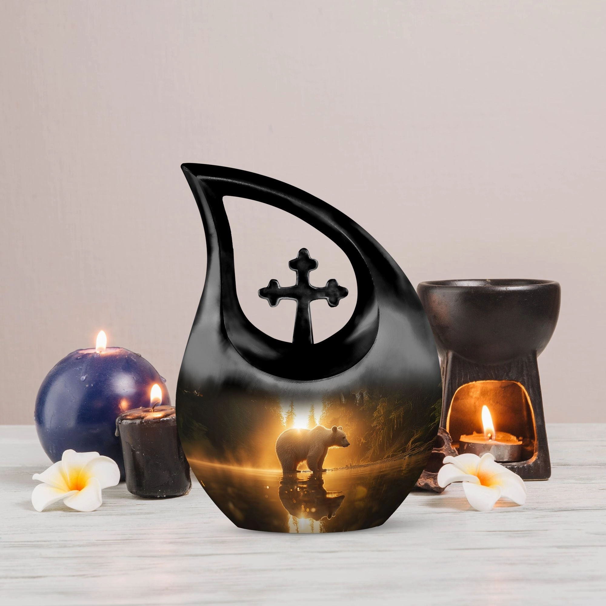 Bear Themed Memorial Urn for Man's Last Respect
