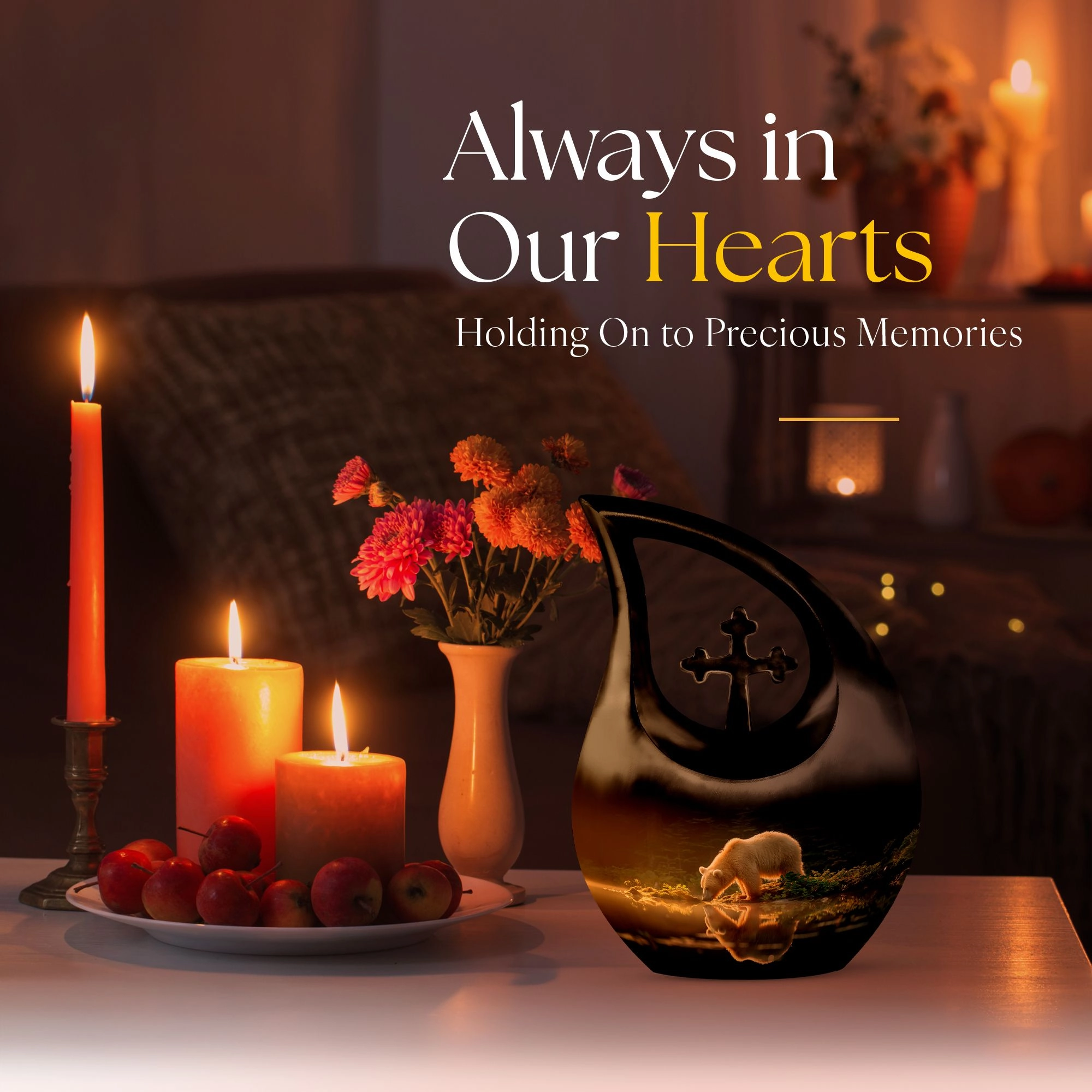Bear Urn - Memorial Keepsake for Adult Human Ashes Remains
