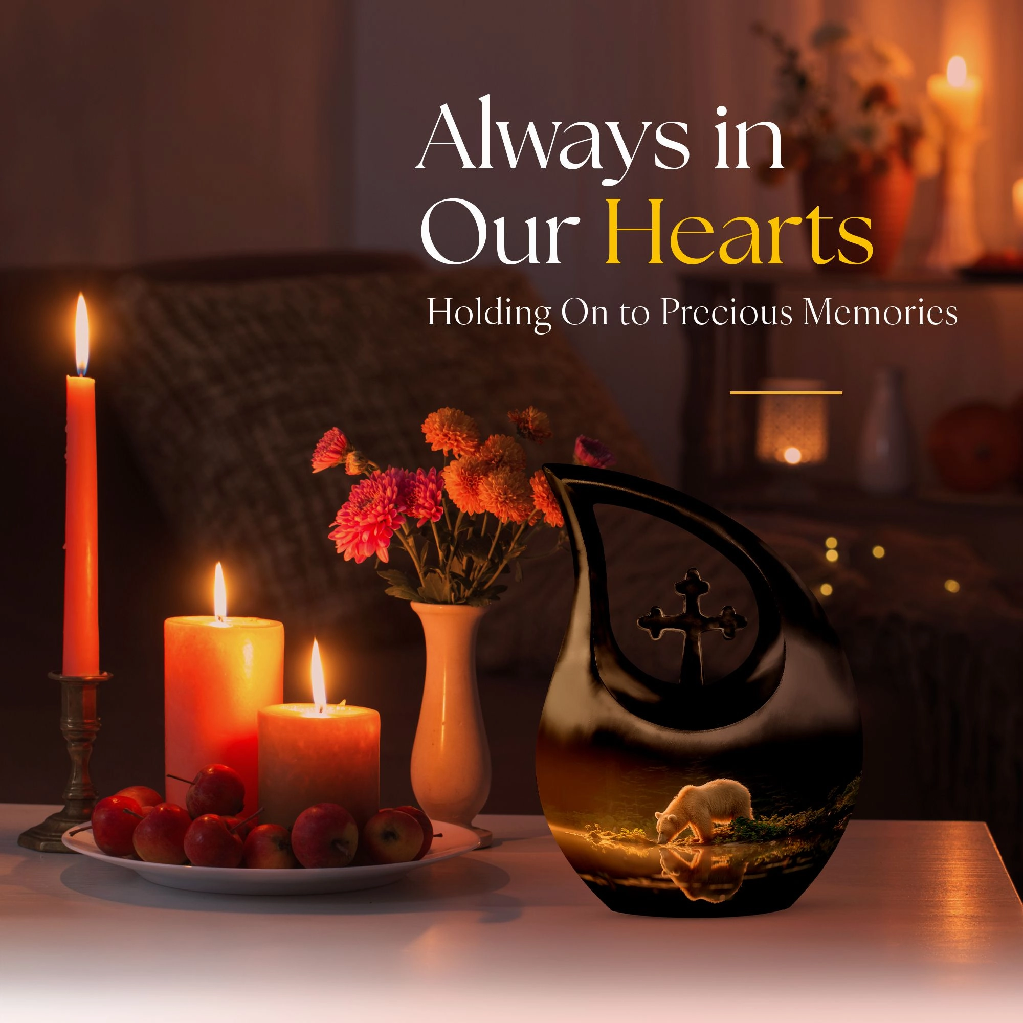 Bear Urn - Memorial Keepsake for Adult Human Ashes Remains