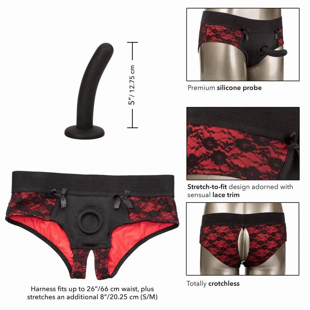 California Exotics - Scandal Crotchless Pegging Panty Set S/M (Red)