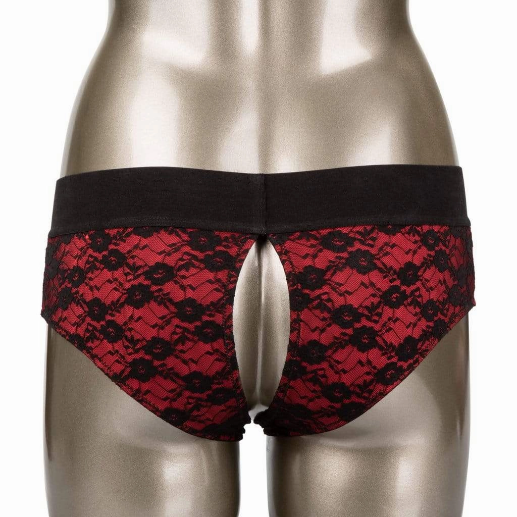 California Exotics - Scandal Crotchless Pegging Panty Set S/M (Red)