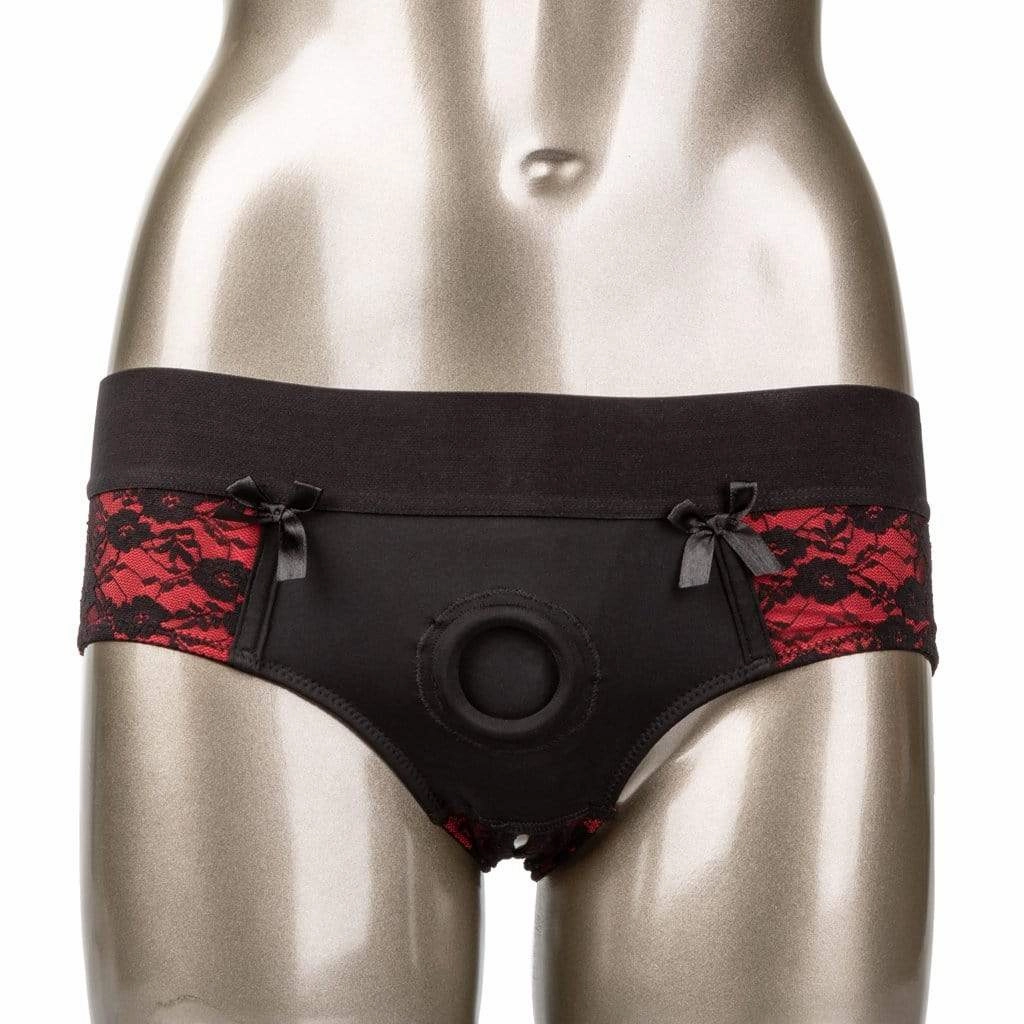 California Exotics - Scandal Crotchless Pegging Panty Set S/M (Red)