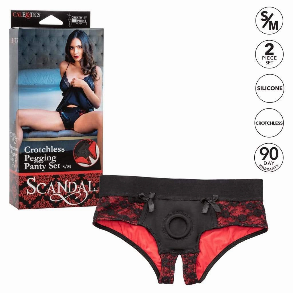 California Exotics - Scandal Crotchless Pegging Panty Set S/M (Red)