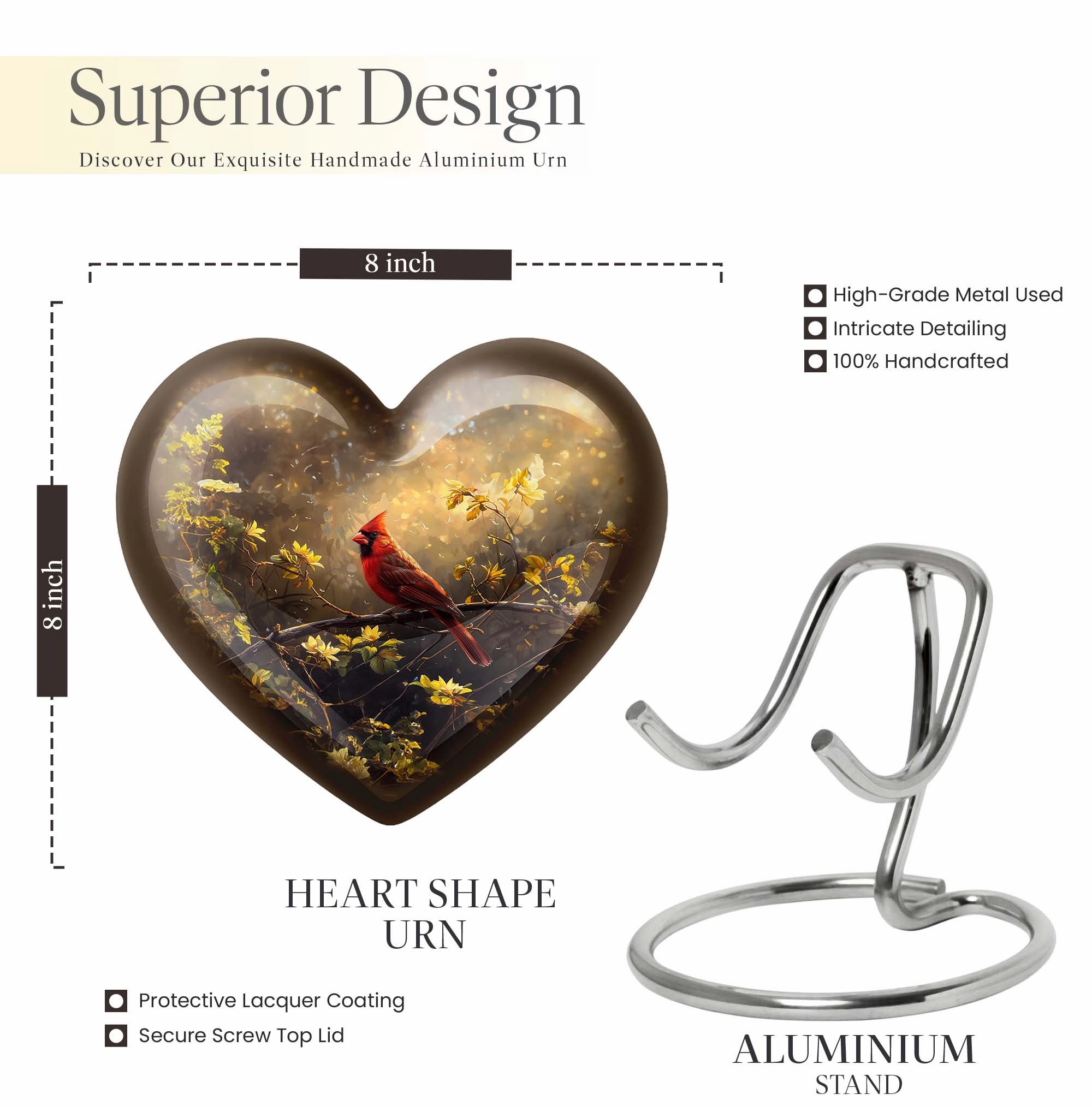 Cardinal Bird Inspired Urn for Men - Honouring a Life Lived
