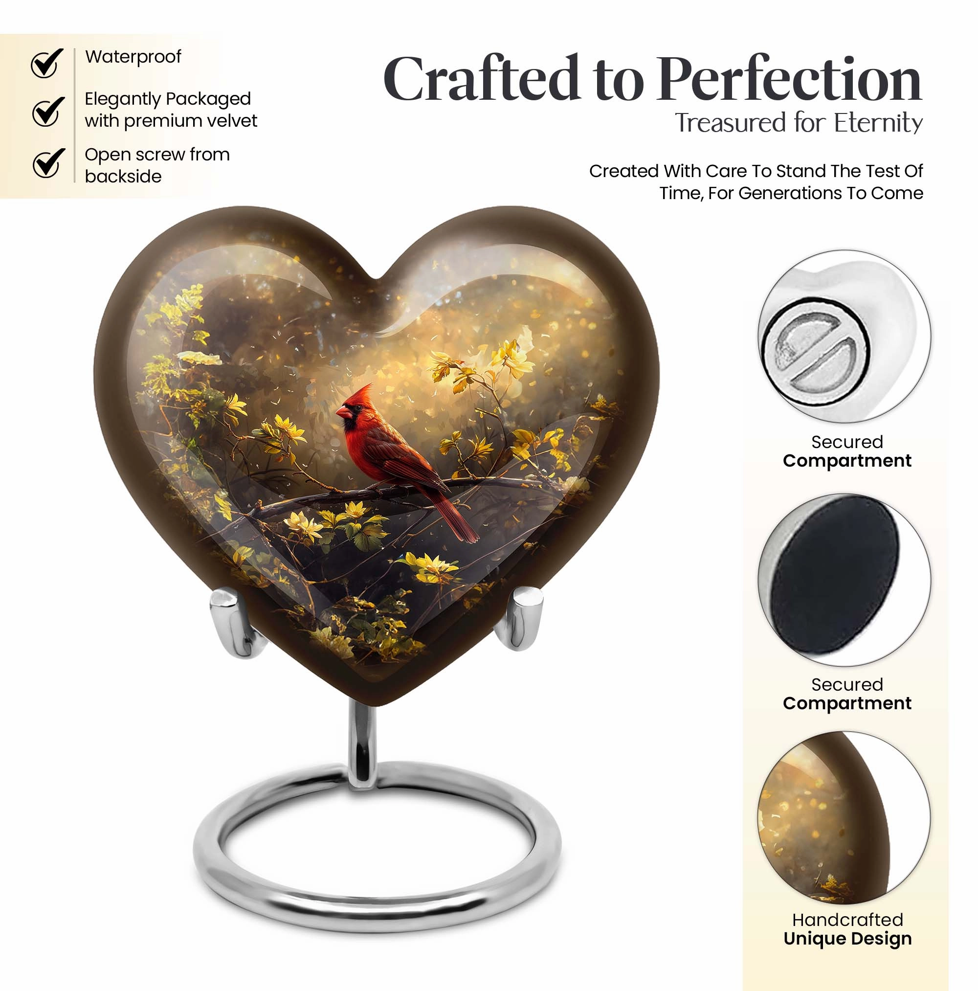 Cardinal Bird Inspired Urn for Men - Honouring a Life Lived