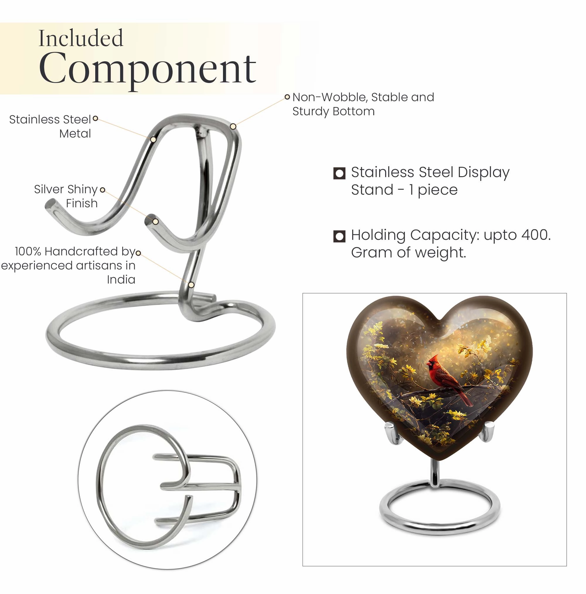 Cardinal Bird Inspired Urn for Men - Honouring a Life Lived