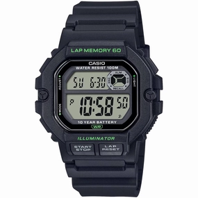 Casio Men's Watch - Dual Time Grey Digital Dial Black Resin Strap Alarm | WS-1400H-1AV