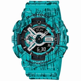 Casio Men's Watch - G-Shock Ana-Digi Dial Turquoise Resin Strap | GA-110SL-3ACR