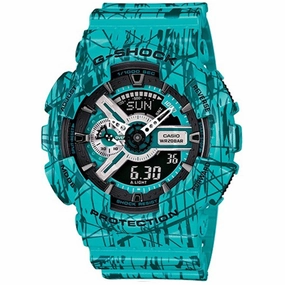 Casio Men's Watch - G-Shock Ana-Digi Dial Turquoise Resin Strap | GA-110SL-3ACR