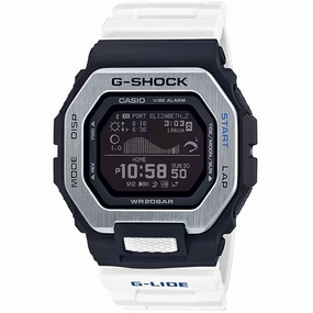 Casio Men's Watch - G-Shock G-Lide Black Digital Dial White Resin Strap | GBX100-7