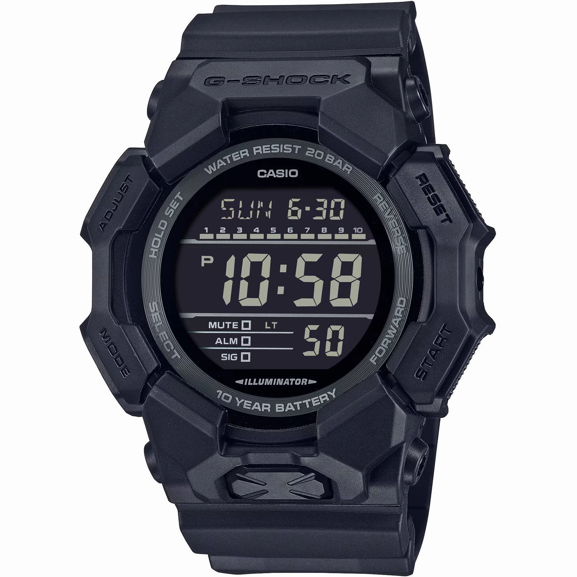 Casio Men's Watch - G-Shock World Time Black Digital Dial Resin Strap | GD010-1A1