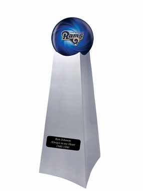 Championship Trophy Cremation Urn with Optional Los Angeles Rams Ball Decor and Custom Metal Plaque