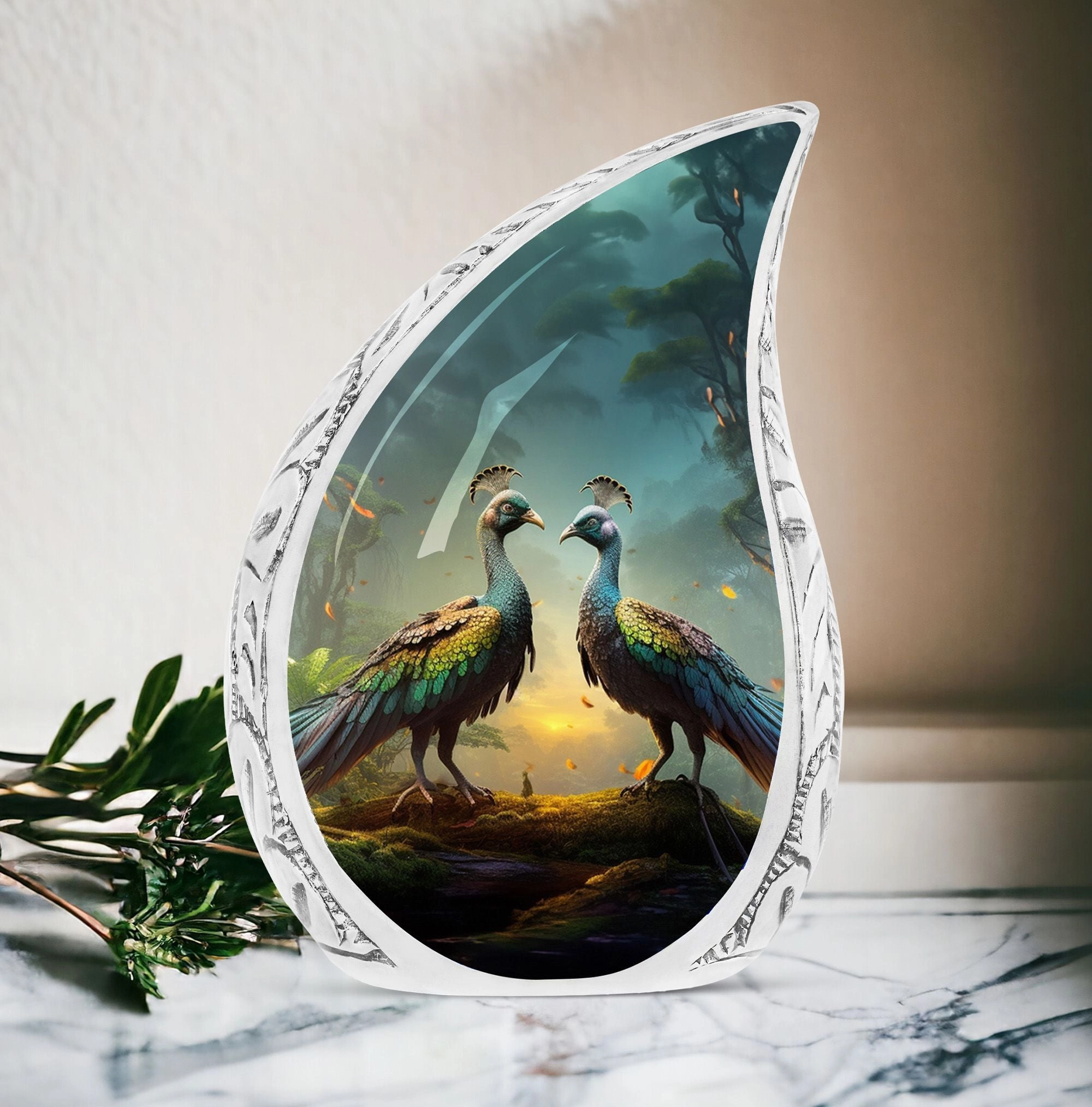 Classic Serenity Custom Peacock Cremation Urn For Ashes