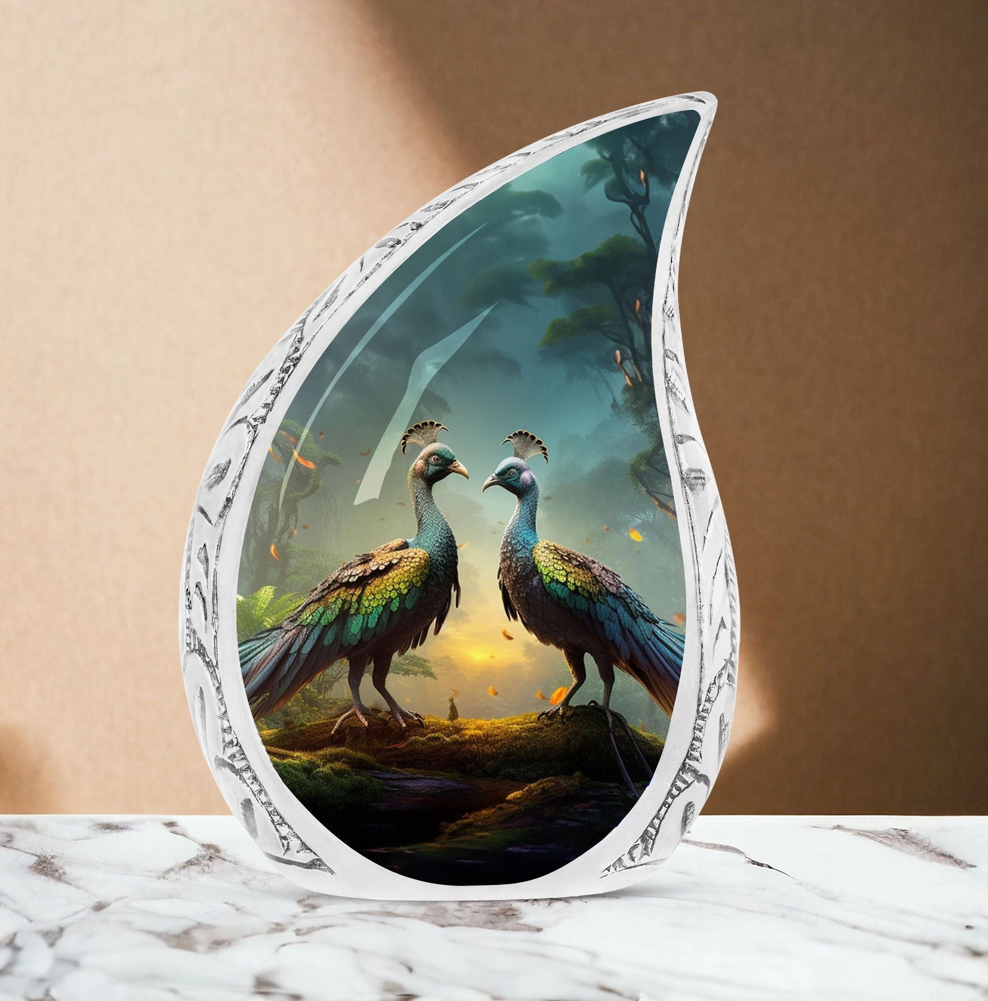 Classic Serenity Custom Peacock Cremation Urn For Ashes