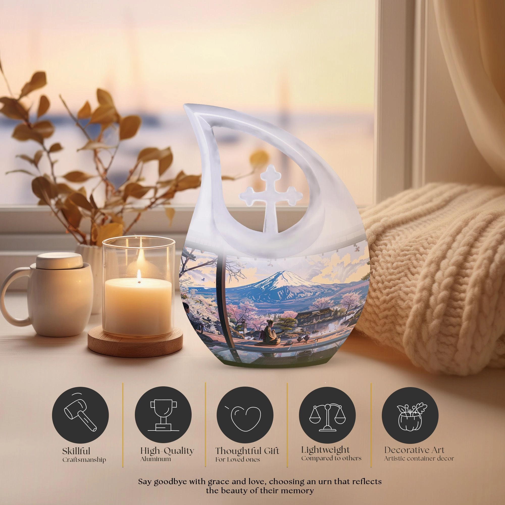 Cross Drop Fuji Keepsake: Unforgettable Memorial Urn for Men