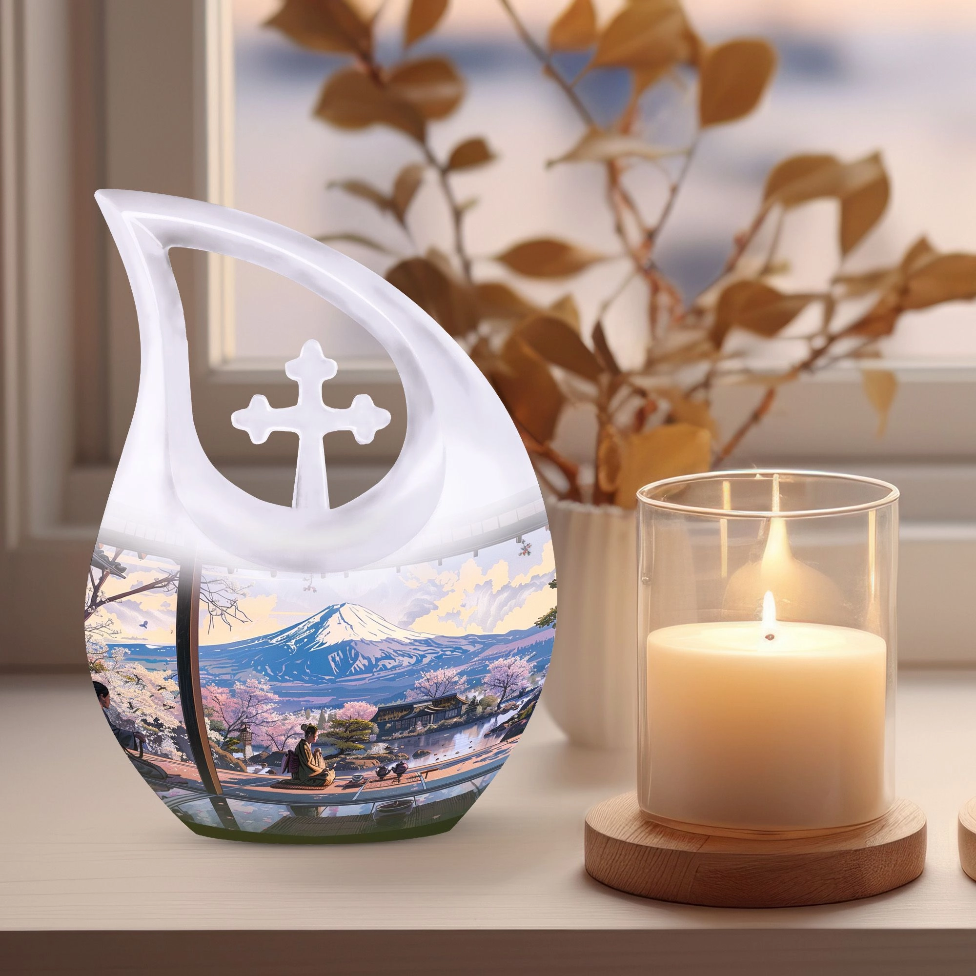 Cross Drop Fuji Keepsake: Unforgettable Memorial Urn for Men