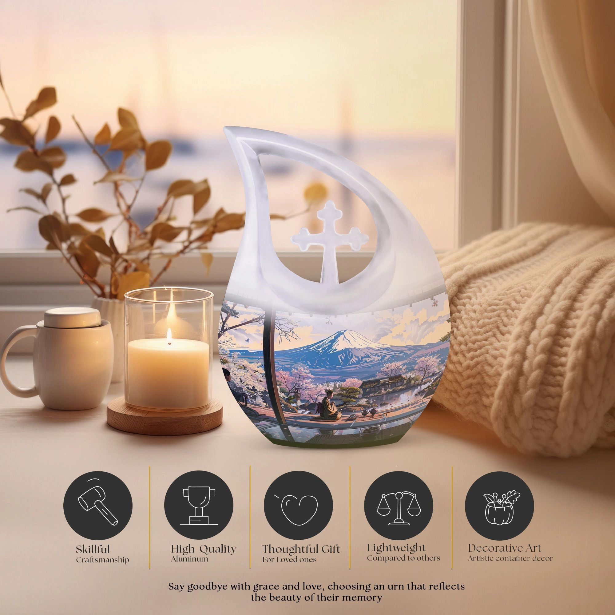 Cross Drop Fuji Keepsake: Unforgettable Memorial Urn for Men