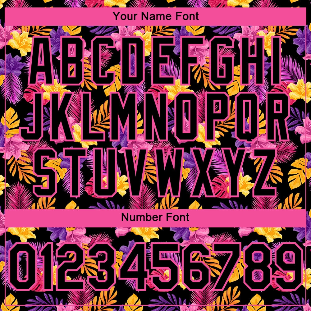 Custom Black Pink 3D Pattern Design Tropical Flower And Hawaii Palm Leaves Authentic Baseball Jersey