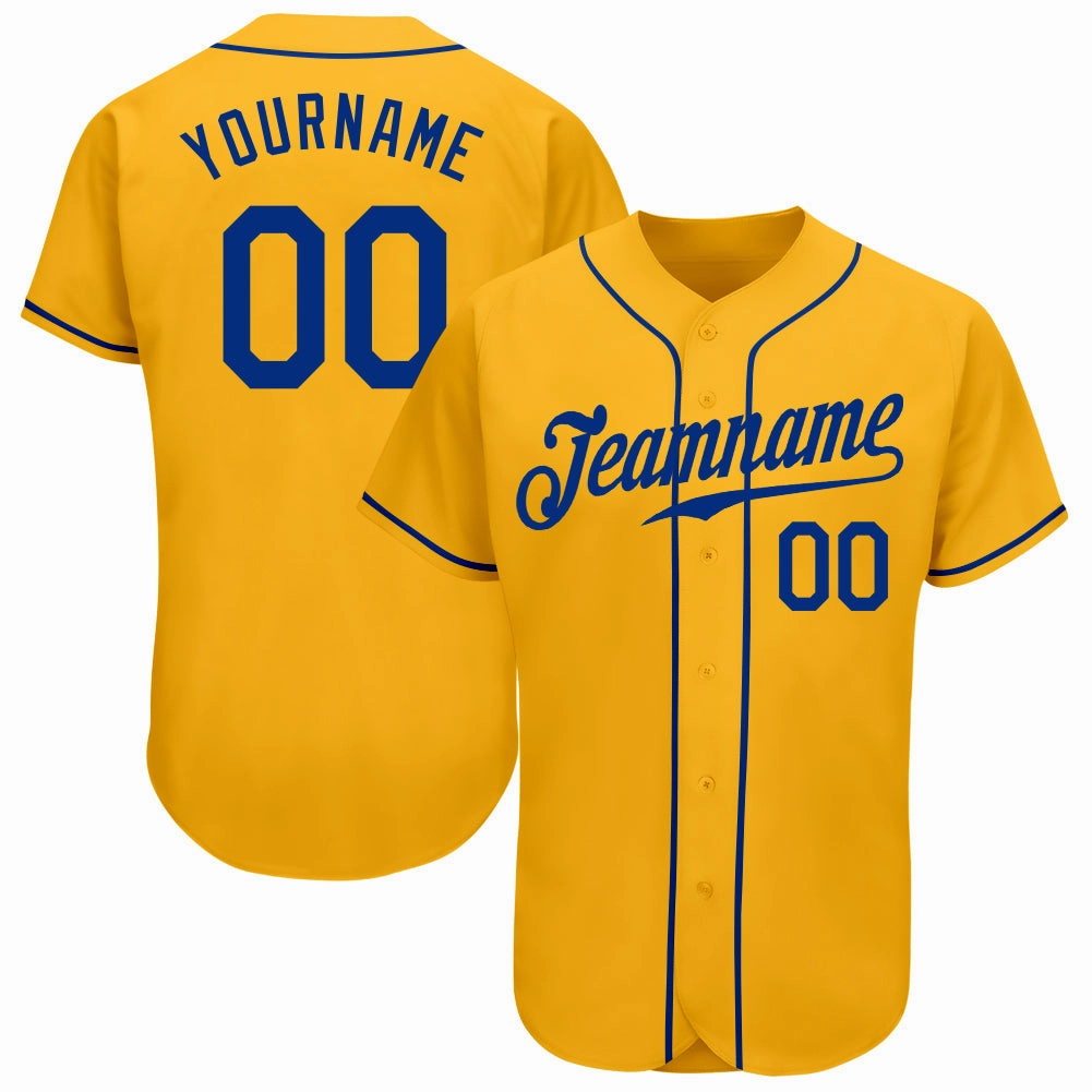 Custom Gold Royal Authentic Baseball Jersey