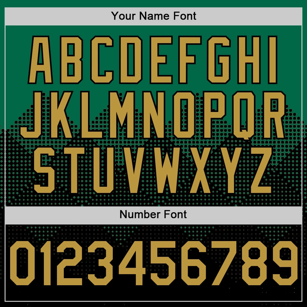 Custom Kelly Green Old Gold-Black 3D Pattern Design Gradient Square Shapes Authentic Baseball Jersey