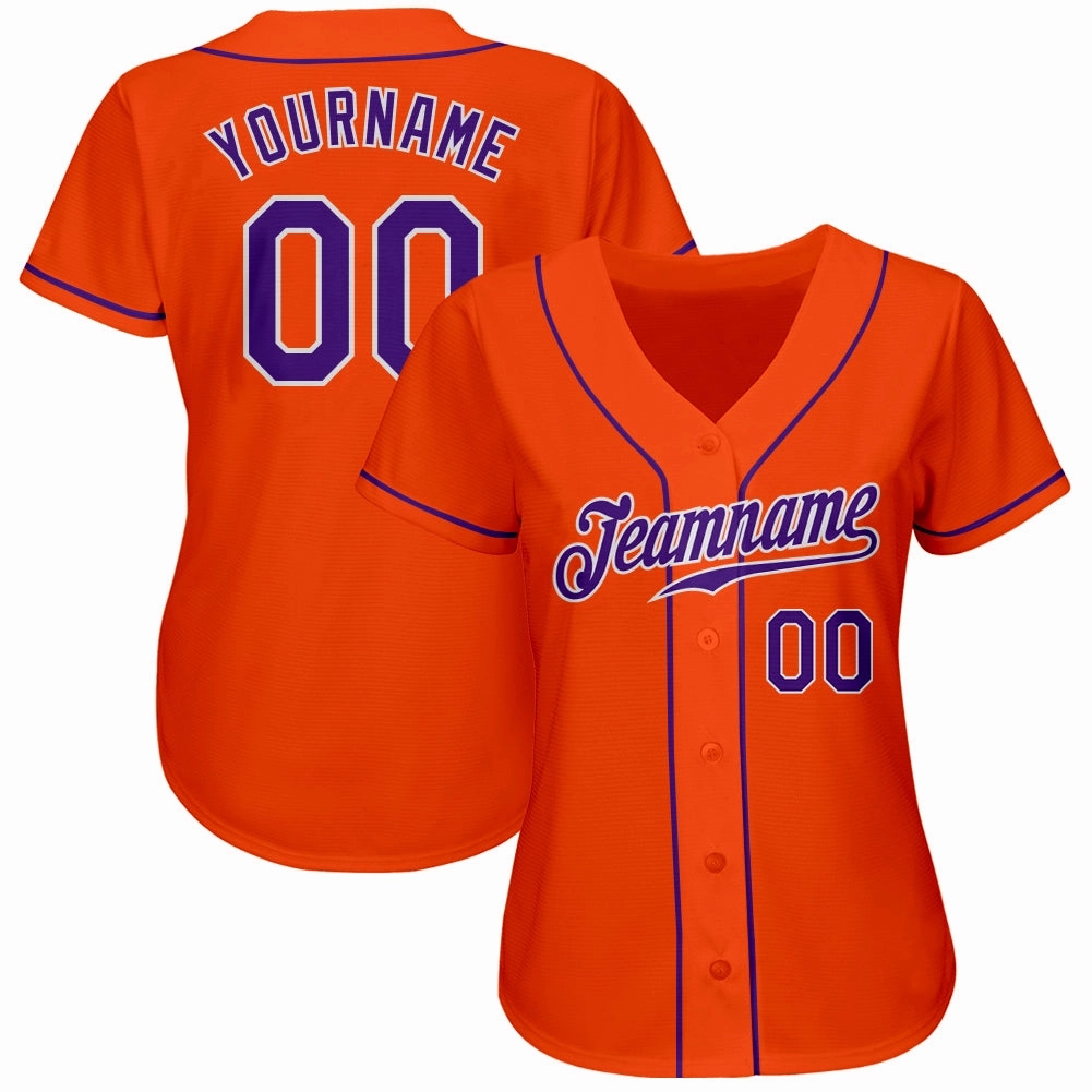 Custom Orange Purple-White Authentic Baseball Jersey