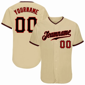 Custom Sand Black-Red Authentic Baseball Jersey
