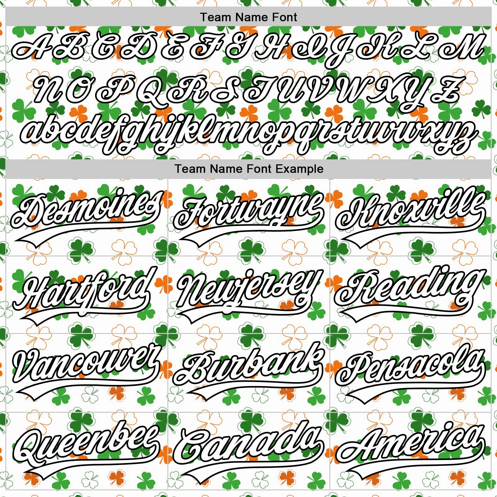 Custom White Black Green-Bay Orange 3D St. Patrick's Day Shamrock Authentic Baseball Jersey