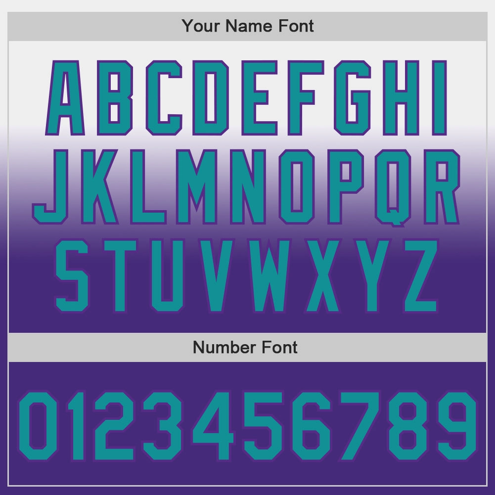 Custom White Teal-Purple Authentic Fade Fashion Baseball Jersey