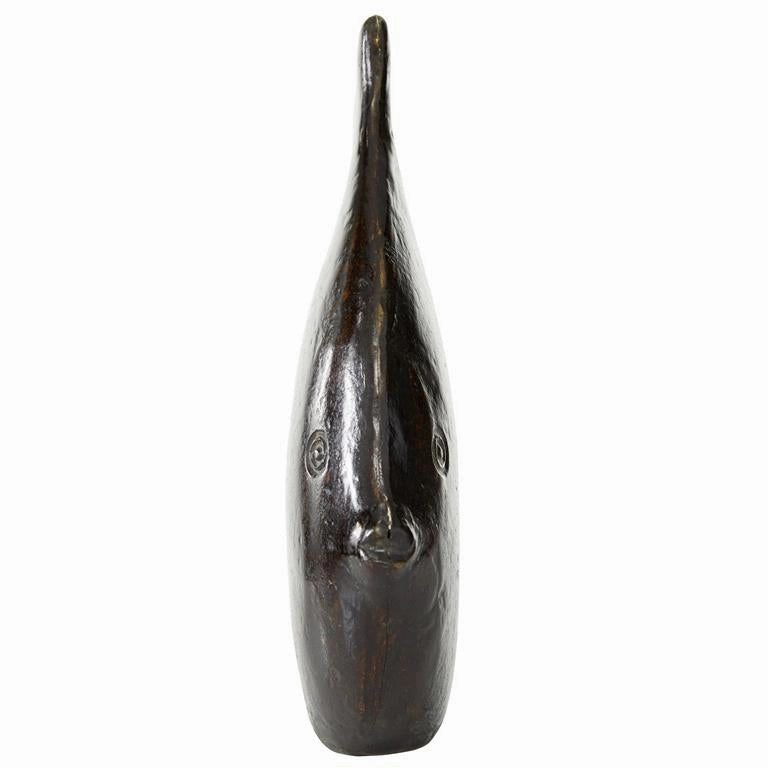 DARK BROWN PAPER MACHE VINTAGE SCULPTURE