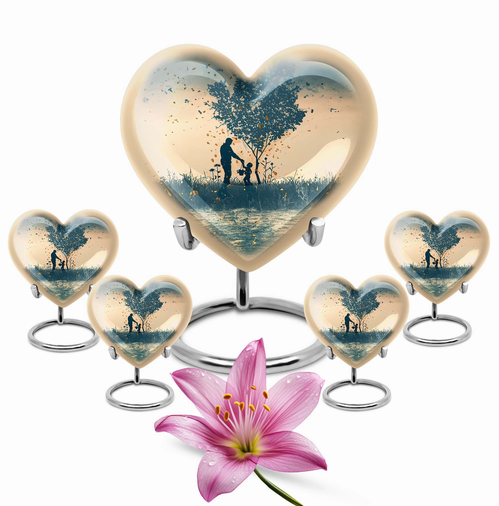 Distinguished Eternity: Men's Cremation Urn Lavished with Abstract Heart Design