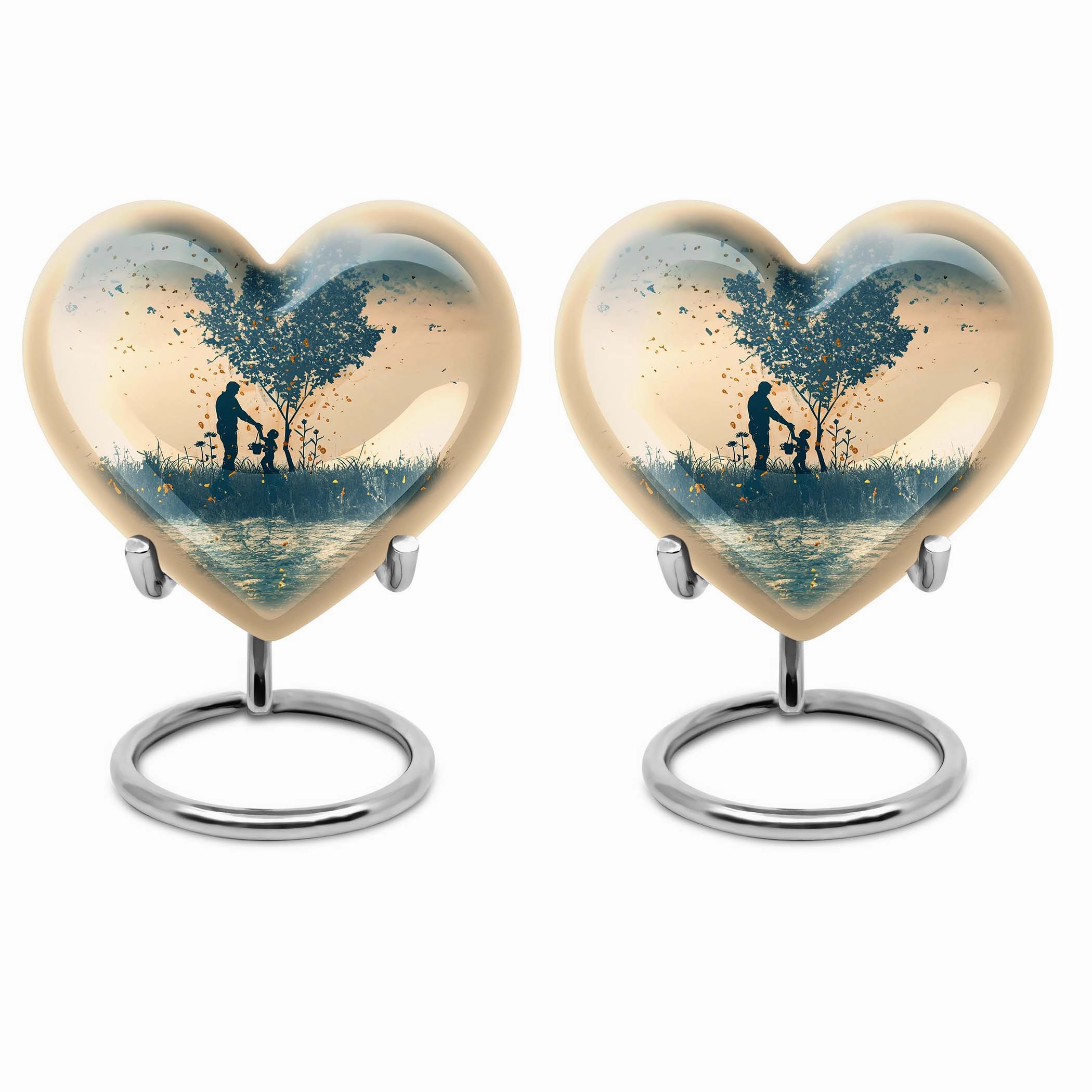 Distinguished Eternity: Men's Cremation Urn Lavished with Abstract Heart Design