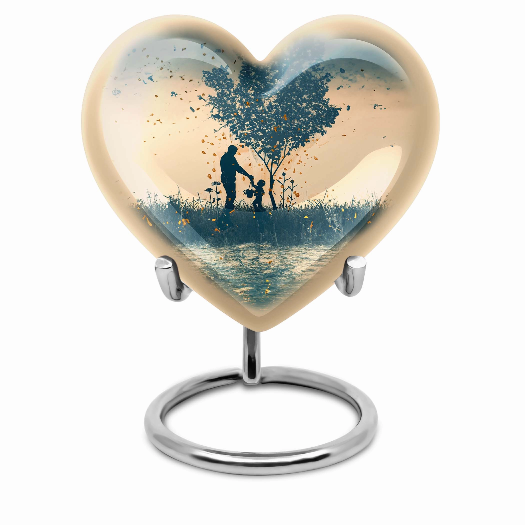 Distinguished Eternity: Men's Cremation Urn Lavished with Abstract Heart Design