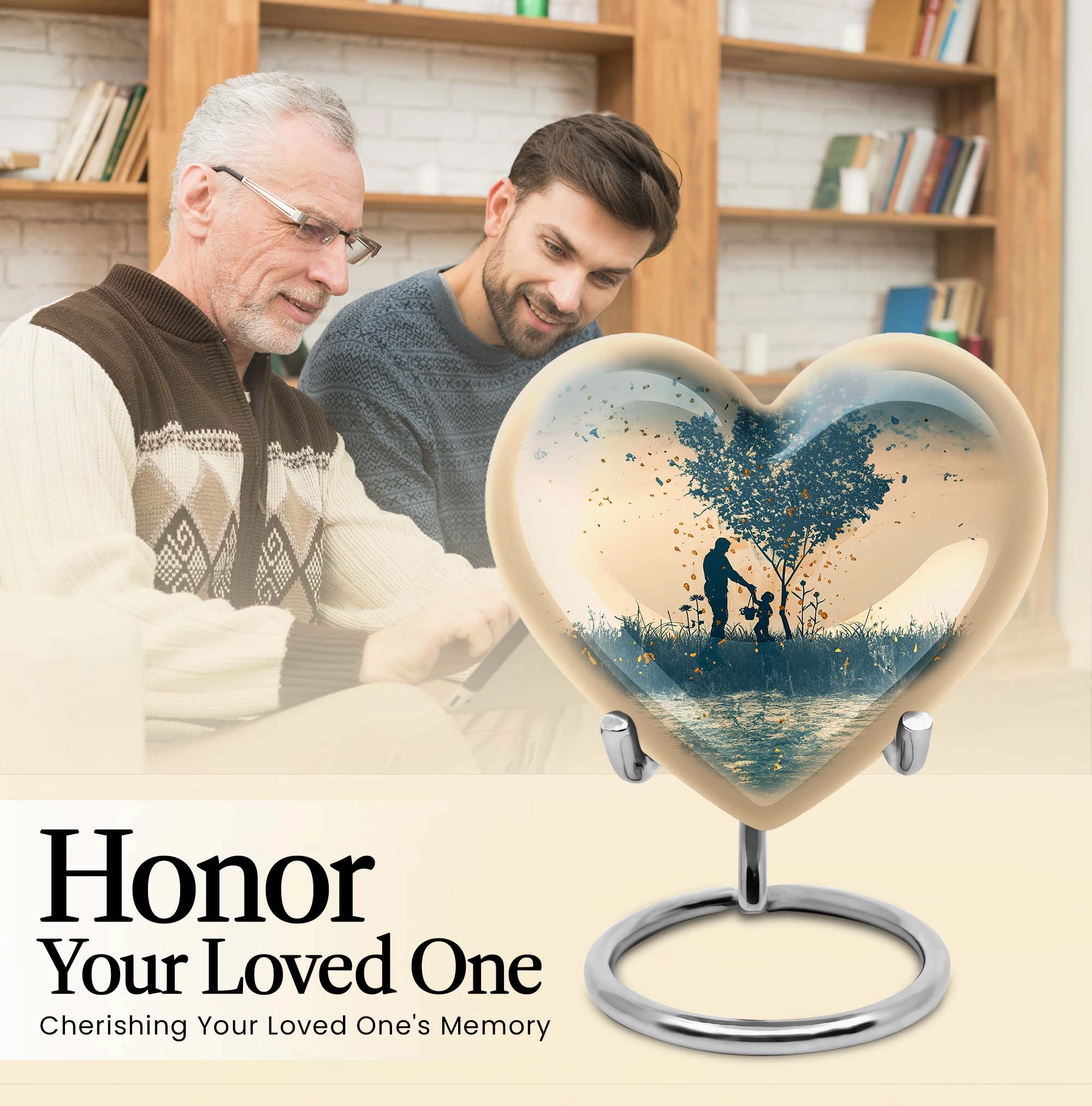 Distinguished Eternity: Men's Cremation Urn Lavished with Abstract Heart Design
