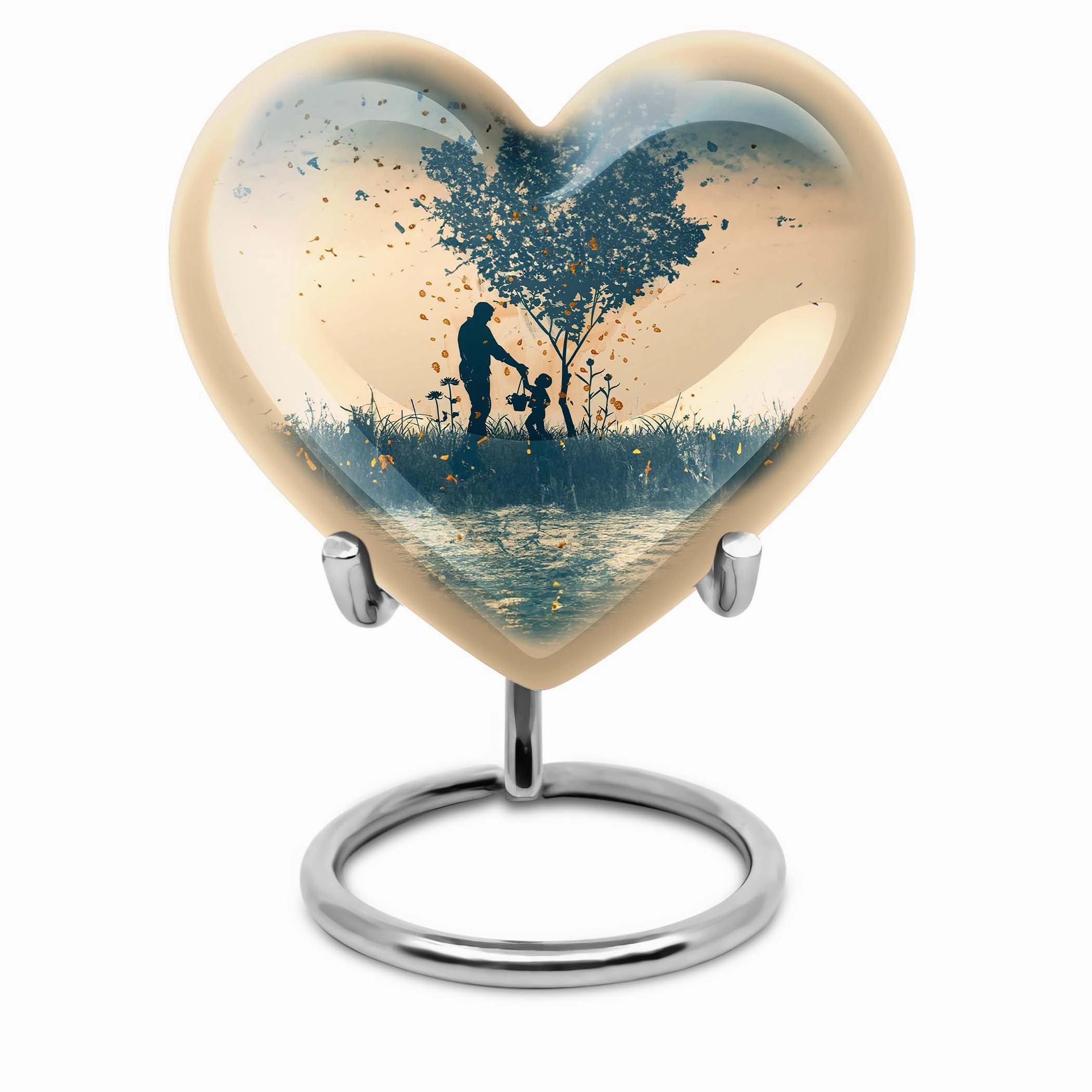 Distinguished Eternity: Men's Cremation Urn Lavished with Abstract Heart Design