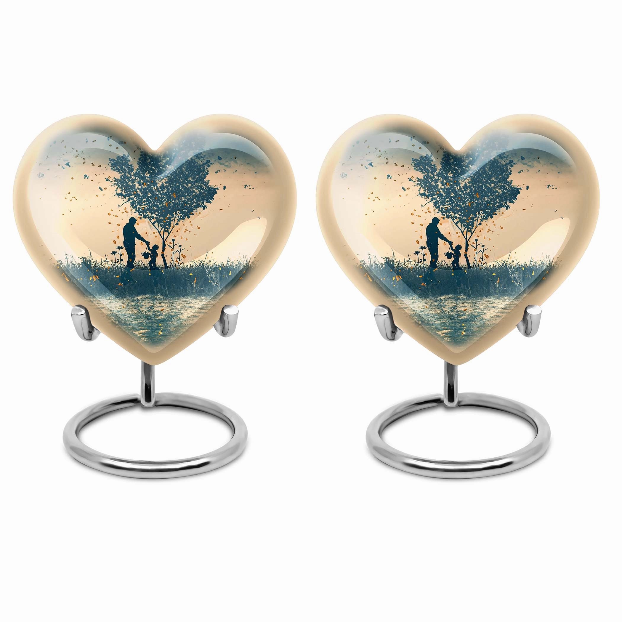 Distinguished Eternity: Men's Cremation Urn Lavished with Abstract Heart Design