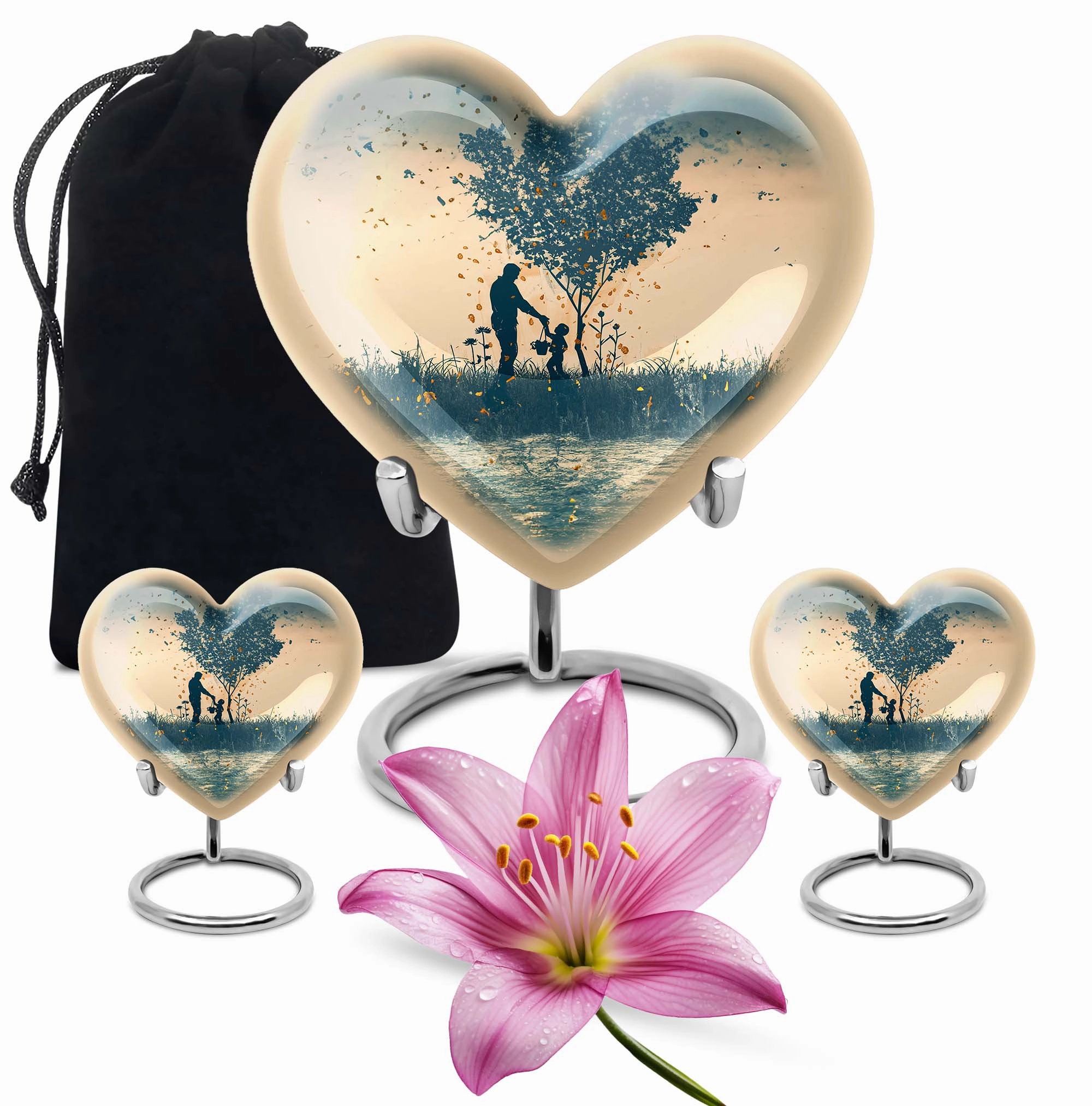 Distinguished Eternity: Men's Cremation Urn Lavished with Abstract Heart Design