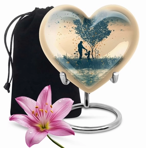 Distinguished Eternity: Men's Cremation Urn Lavished with Abstract Heart Design