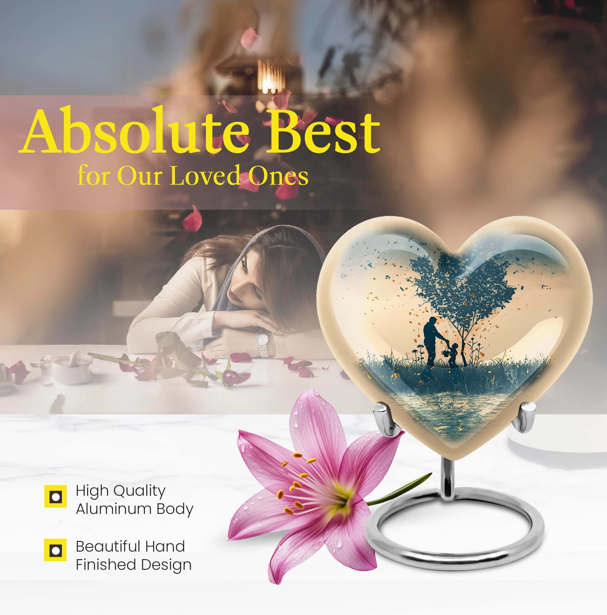 Distinguished Eternity: Men's Cremation Urn Lavished with Abstract Heart Design