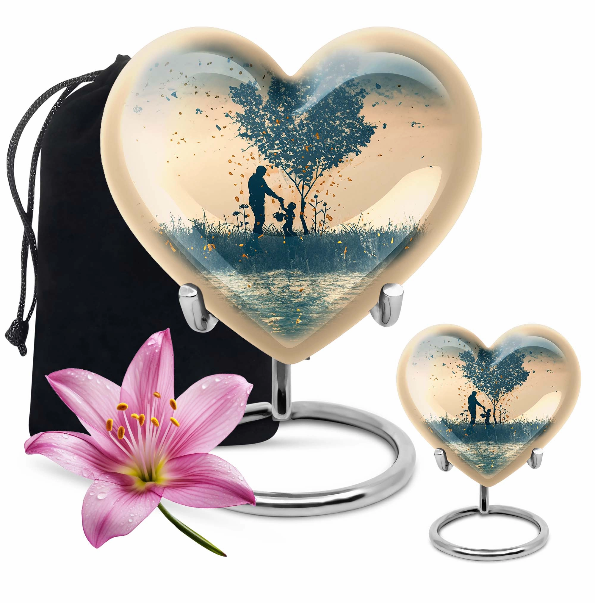 Distinguished Eternity: Men's Cremation Urn Lavished with Abstract Heart Design