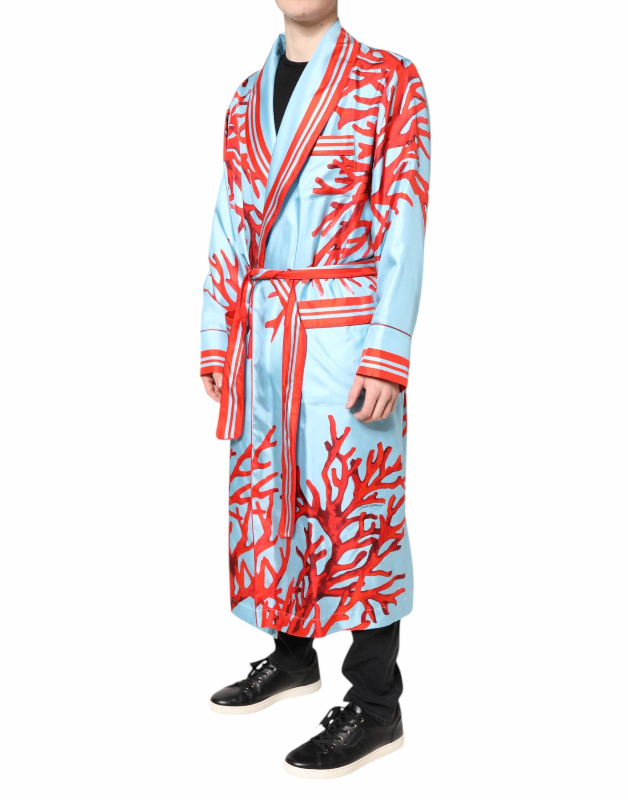Dolce & Gabbana blue  Print Wrap Robe Coat Men's Jacket (Pre-Owned)