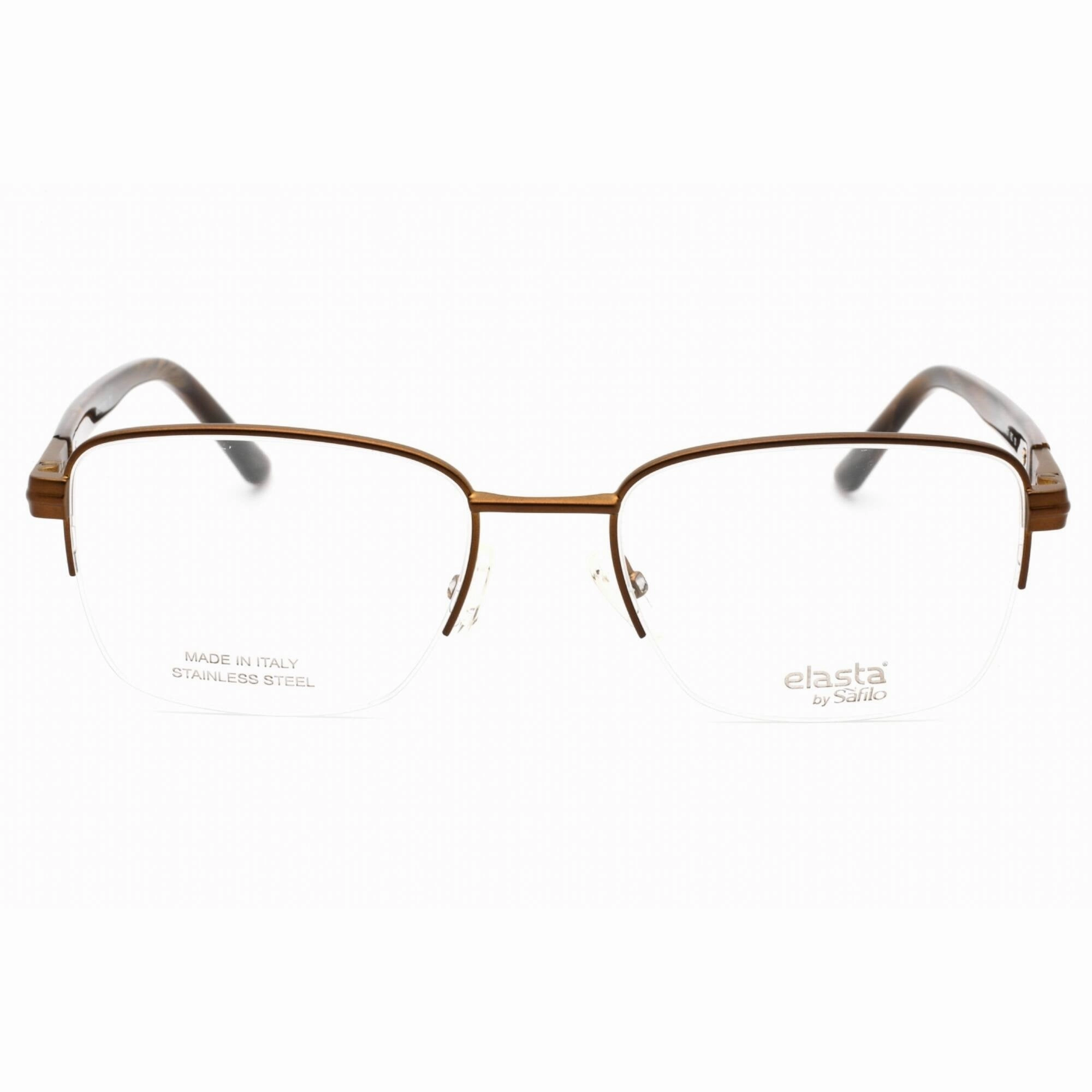 Elasta Men's Eyeglasses - Dark Brown Rectangular Metal Half Rim Frame | E 3127 0R0Z 00